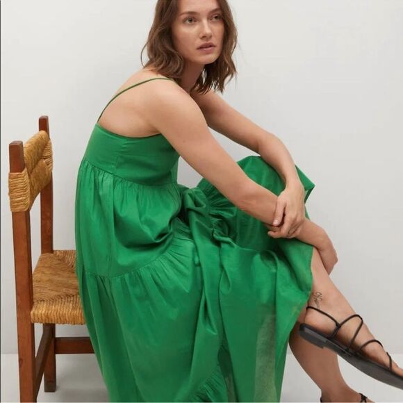 Mango blogger favorite green cotton maxi dress - Picture 2 of 8